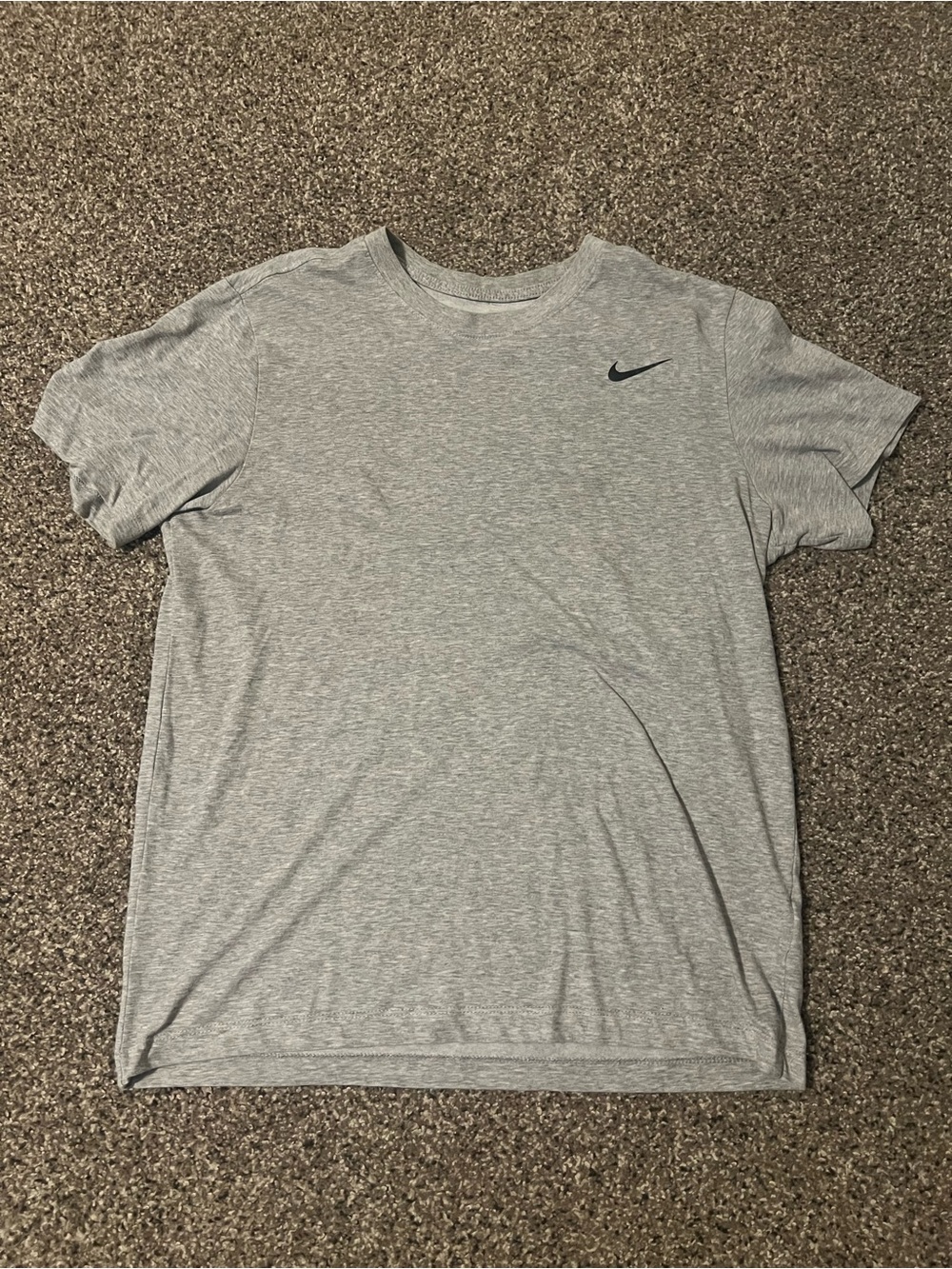 Nike Light Gray Short Sleeve Athletic Tee with Black Swoosh